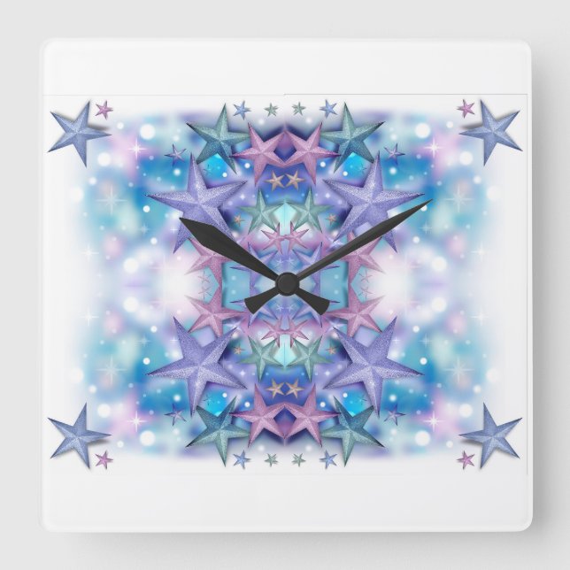 Classic Styles Stars Square Wall Clock (Front)
