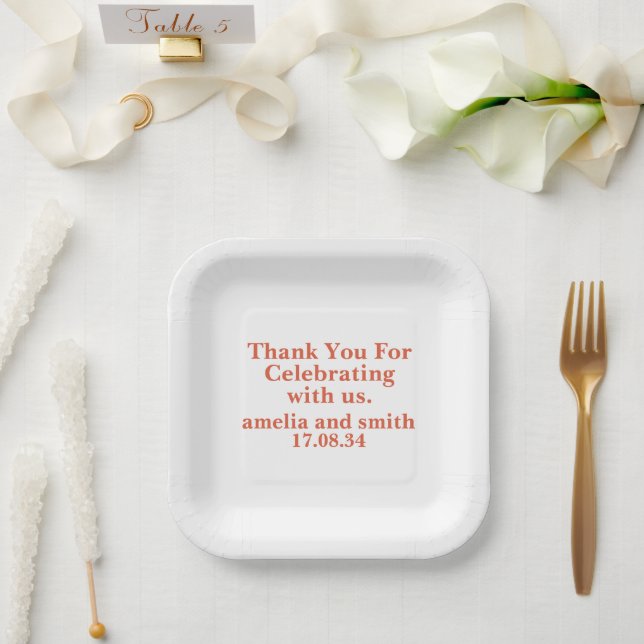 CLASSIC STYLISH ELEGANT CUSTOMIZED NAME WEDDING PAPER PLATE (Wedding)