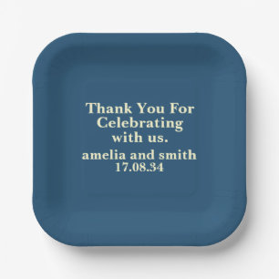 CLASSIC STYLISH ELEGANT CUSTOMIZED NAME WEDDING PAPER PLATE