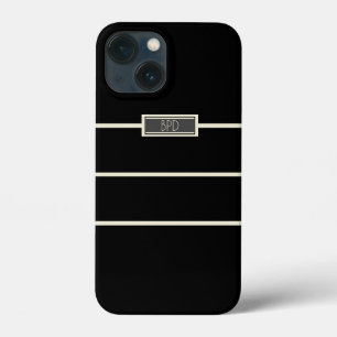 Classic Stylish Monogrammed Black iPhone 13 Mini Case