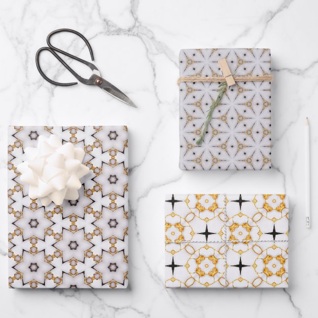 Classic Stylish Nautical Navy Gold and White Wrapping Paper Sheet (Front)