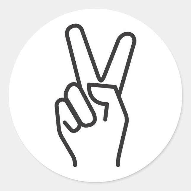 classic stylized victory sign round sticker (Front)