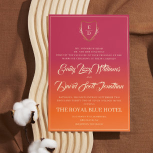 Classic Summer Vibrant Burgundy Wedding Invitation