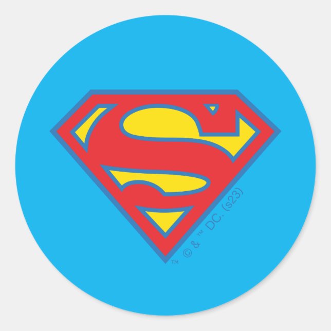 Classic Supergirl Logo with Blue Outline Round Sticker (Front)