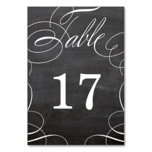 Classic Swash Chalkboard Wedding Table Number Card