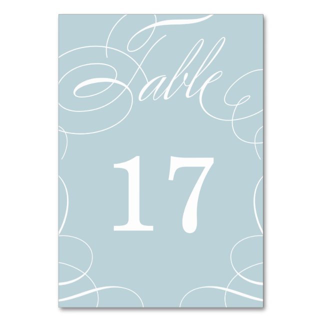 Classic Swash Wedding Table Number Card (Front)