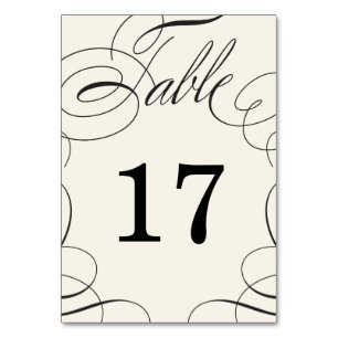 Classic Swash Wedding Table Number Card