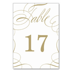 Classic Swash Wedding Table Number Card