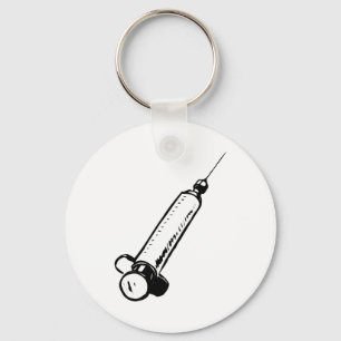 Classic Syringe Sketch Medical Equipment Key Ring