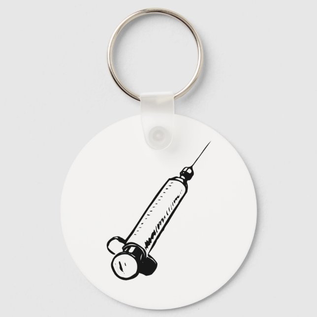Classic Syringe Sketch Medical Equipment Key Ring (Front)