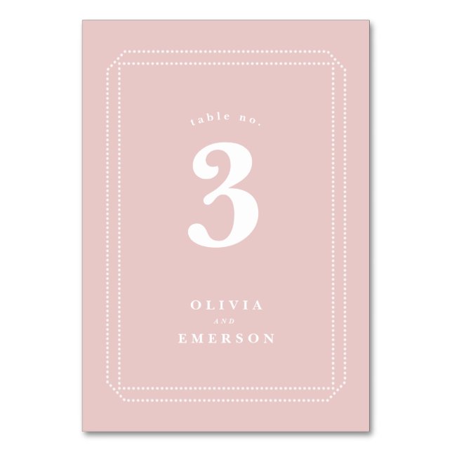 Classic table number, wedding reception, pink number (Front)