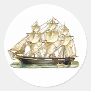 Classic Tall Ship Round Sticker