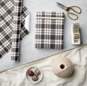 Classic tartan black and white wrapping paper