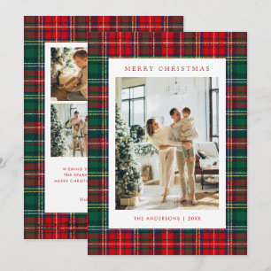Classic Tartan Plaid 5 Photo Christmas Holiday Card