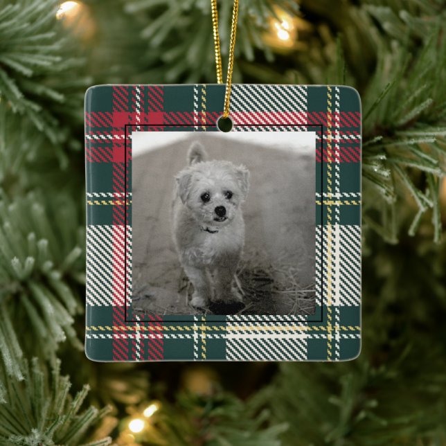 Classic Tartan Plaid Christmas Photo Timeless Cera Ceramic Ornament (Tree)