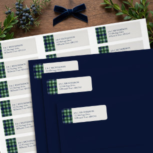 Classic Tartan Plaid Green Navy Return Address