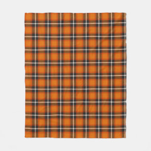 Classic Tartan Plaid Orange Black Fall Home Decor Fleece Blanket