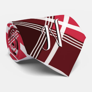 Classic Tartan Plaid Red Black Monogram Custom Tie