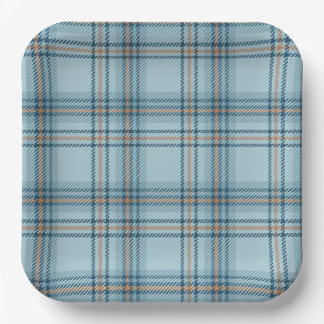 Classic Tartan Plaid Teddy Bear, Baby Boy Shower Paper Plate