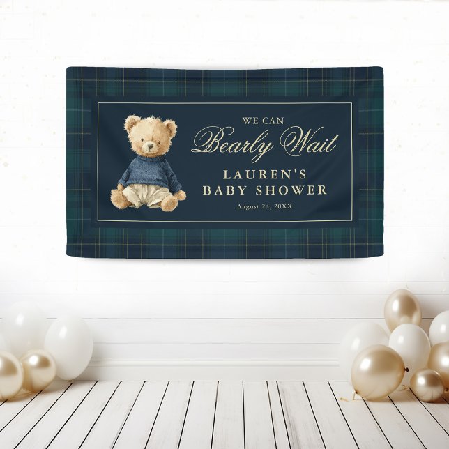 Classic Tartan Polo Bear Baby Shower Banner (Creator Uploaded)