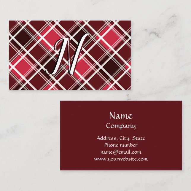 Classic Tartan Scottish Pattern Red Black Custom Business Card (Front/Back)