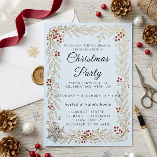 Classic Tartan Script Christmas Party Invitation