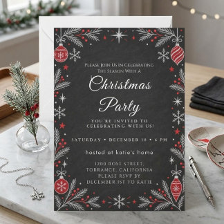 Classic Tartan Script Christmas Party Invitation