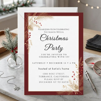 Classic Tartan Script Christmas Party Invitation
