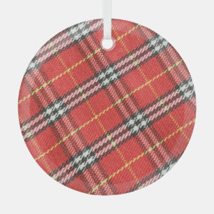 Classic Tartan Texture Background Glass Tree Decoration