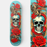 Classic Tattoo Art Skull Rose Nautical Elements  Skateboard<br><div class="desc">Embrace the timeless allure of our Classic Tattoo Art skateboard,  adorned with intricate skull,  rose,  and nautical elements. Personalise the deck with your own text,  turning your ride into a bespoke masterpiece. This is another 100% Snuggle Hamster Designs.</div>