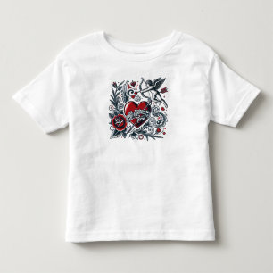 Classic Tattoo Love: Heart & Cupid T-Shirt Design