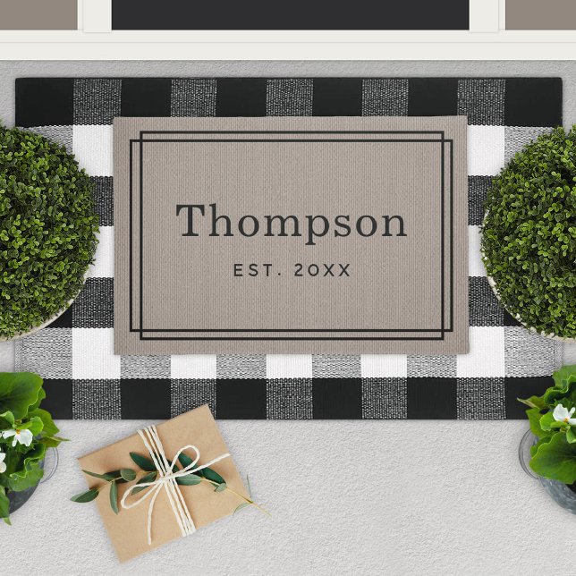 Classic Taupe Gray Family Last Name Established Doormat (Creator Uploaded)