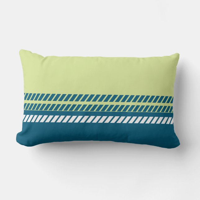 Classic Teal and Lime with Stripes  Lumbar Cushion (Front)