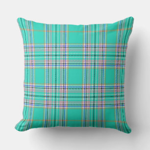 Classic Teal Green Plaid  Cushion