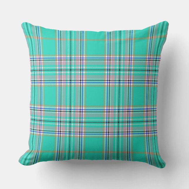 Classic Teal Green Plaid  Cushion (Front)