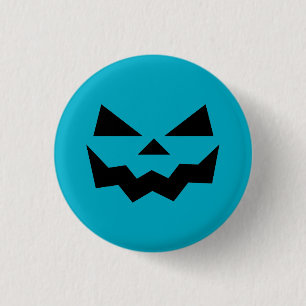 Classic Teal Jack-o-lantern pumpkin face smiling 3 Cm Round Badge