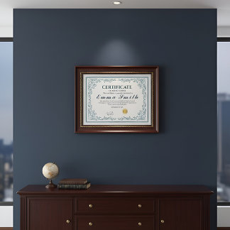 Classic Teal Ornate Certificate of Achievement