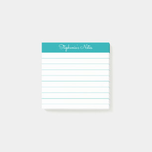 Classic Teal Personalized Lined Post-it Notes