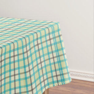 Classic Teal Plaid Tablecloth