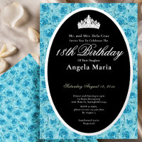 Classic Teal Roses 18th Birthday Debut Silver