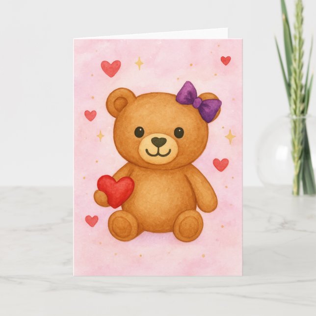 Classic Teddy Bear Blank Greeting  Card (Front)