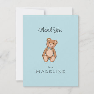 Classic Teddy Bear Blue Baby Shower Thank You Card