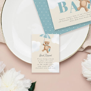 Classic Teddy Bear Blue Beige Baby Shower Enclosure Card