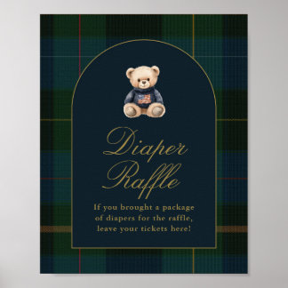 Classic Teddy Bear Dark Green Plaid Cards & Gifts Poster