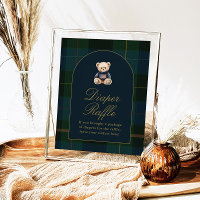 Classic Teddy Bear Dark Green Plaid Cards & Gifts