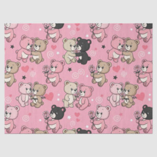 Classic Teddy Bear Hearts Pattern Tissue Paper