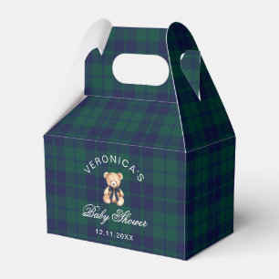 Classic Teddy Bear Navy Plaid Baby Shower Favour Box