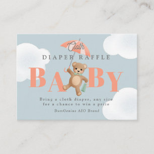 Classic Teddy Bear Pastel Baby Diaper Raffle Enclosure Card