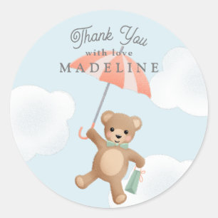 Classic Teddy Bear Pastel Baby Shower Round Sticker