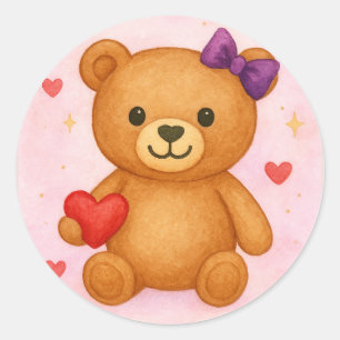 Classic Teddy Bear Round Sticker